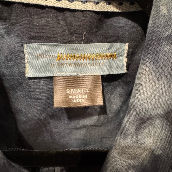 Pilcro Anthropologie The Cate Classic Navy Blue Tie-Dye Button Down Shirt - Picture 5 of 6